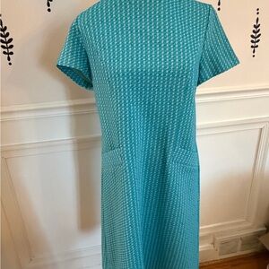 Elegant Blue Houndstooth Dress.  Vintage